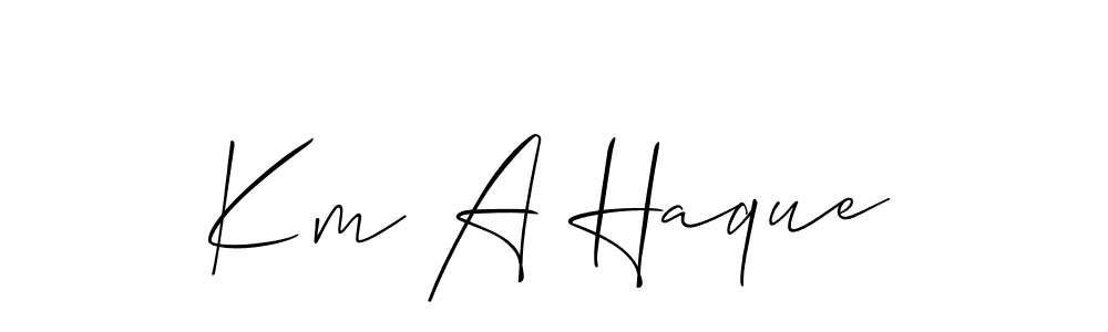 Also You can easily find your signature by using the search form. We will create Km A Haque name handwritten signature images for you free of cost using Allison_Script sign style. Km A Haque signature style 2 images and pictures png