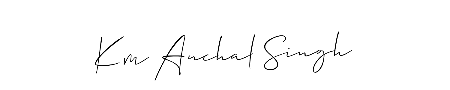 How to make Km Anchal Singh name signature. Use Allison_Script style for creating short signs online. This is the latest handwritten sign. Km Anchal Singh signature style 2 images and pictures png