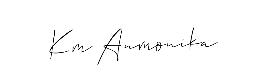Create a beautiful signature design for name Km Anmonika. With this signature (Allison_Script) fonts, you can make a handwritten signature for free. Km Anmonika signature style 2 images and pictures png