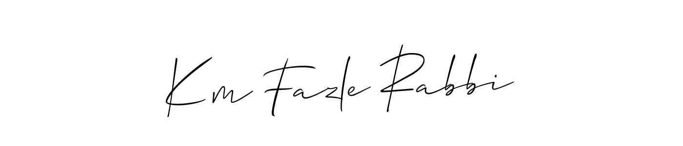 The best way (Allison_Script) to make a short signature is to pick only two or three words in your name. The name Km Fazle Rabbi include a total of six letters. For converting this name. Km Fazle Rabbi signature style 2 images and pictures png