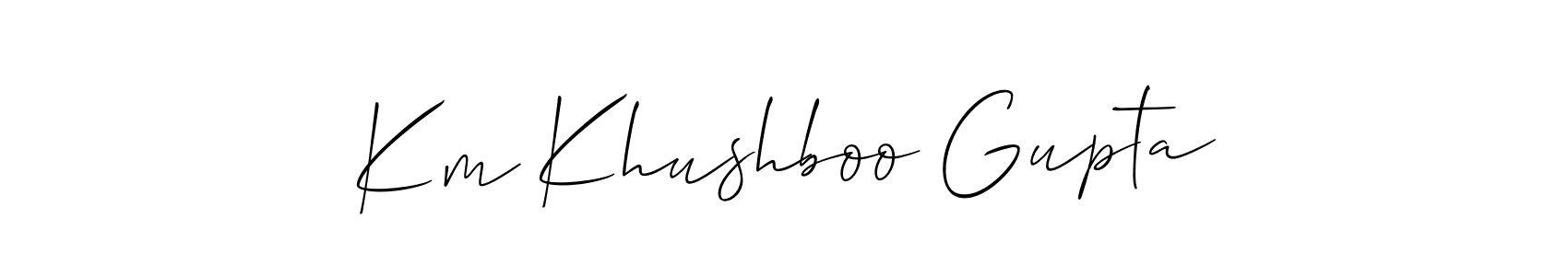 How to make Km Khushboo Gupta name signature. Use Allison_Script style for creating short signs online. This is the latest handwritten sign. Km Khushboo Gupta signature style 2 images and pictures png