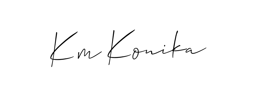 Allison_Script is a professional signature style that is perfect for those who want to add a touch of class to their signature. It is also a great choice for those who want to make their signature more unique. Get Km Konika name to fancy signature for free. Km Konika signature style 2 images and pictures png