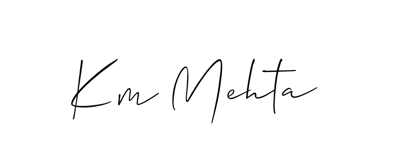 The best way (Allison_Script) to make a short signature is to pick only two or three words in your name. The name Km Mehta include a total of six letters. For converting this name. Km Mehta signature style 2 images and pictures png