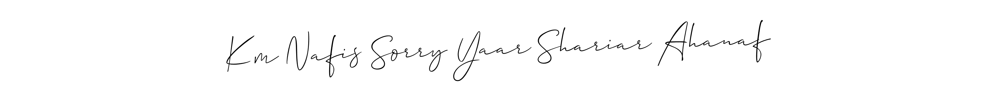 How to Draw Km Nafis Sorry Yaar Shariar Ahanaf signature style? Allison_Script is a latest design signature styles for name Km Nafis Sorry Yaar Shariar Ahanaf. Km Nafis Sorry Yaar Shariar Ahanaf signature style 2 images and pictures png