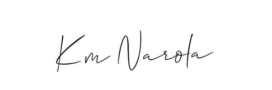 The best way (Allison_Script) to make a short signature is to pick only two or three words in your name. The name Km Narola include a total of six letters. For converting this name. Km Narola signature style 2 images and pictures png