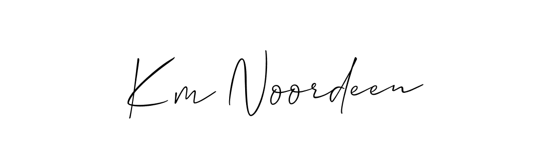 Allison_Script is a professional signature style that is perfect for those who want to add a touch of class to their signature. It is also a great choice for those who want to make their signature more unique. Get Km Noordeen name to fancy signature for free. Km Noordeen signature style 2 images and pictures png