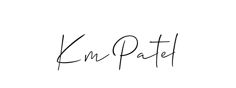 Also You can easily find your signature by using the search form. We will create Km Patel name handwritten signature images for you free of cost using Allison_Script sign style. Km Patel signature style 2 images and pictures png