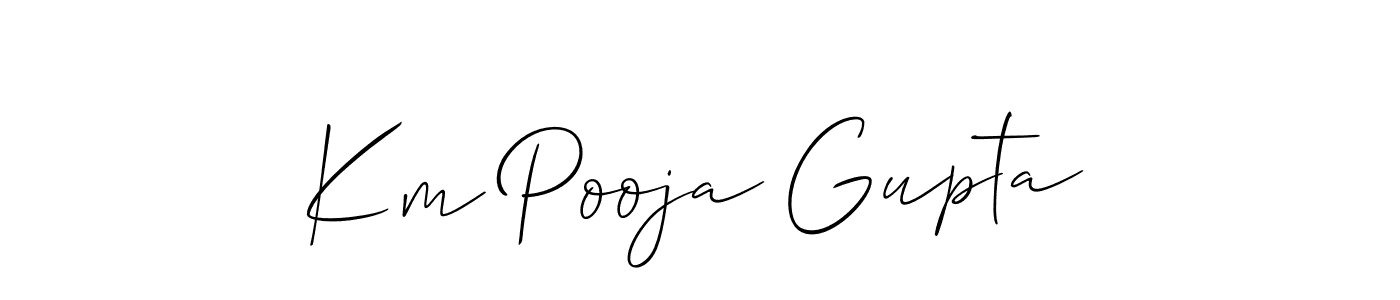 Also we have Km Pooja Gupta name is the best signature style. Create professional handwritten signature collection using Allison_Script autograph style. Km Pooja Gupta signature style 2 images and pictures png