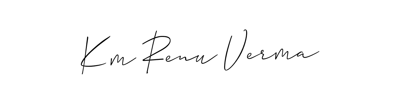 Similarly Allison_Script is the best handwritten signature design. Signature creator online .You can use it as an online autograph creator for name Km Renu Verma. Km Renu Verma signature style 2 images and pictures png