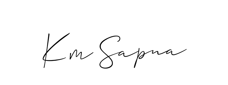 The best way (Allison_Script) to make a short signature is to pick only two or three words in your name. The name Km Sapna include a total of six letters. For converting this name. Km Sapna signature style 2 images and pictures png