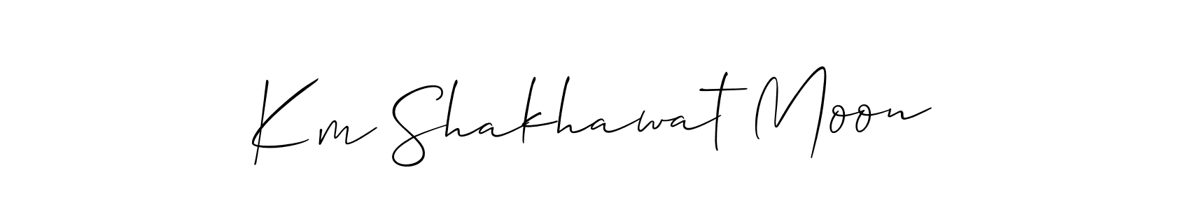 The best way (Allison_Script) to make a short signature is to pick only two or three words in your name. The name Km Shakhawat Moon include a total of six letters. For converting this name. Km Shakhawat Moon signature style 2 images and pictures png