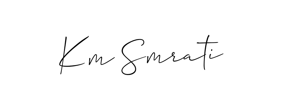 Allison_Script is a professional signature style that is perfect for those who want to add a touch of class to their signature. It is also a great choice for those who want to make their signature more unique. Get Km Smrati name to fancy signature for free. Km Smrati signature style 2 images and pictures png