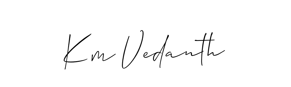 It looks lik you need a new signature style for name Km Vedanth. Design unique handwritten (Allison_Script) signature with our free signature maker in just a few clicks. Km Vedanth signature style 2 images and pictures png