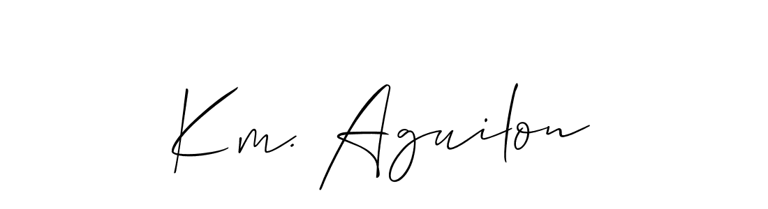 Design your own signature with our free online signature maker. With this signature software, you can create a handwritten (Allison_Script) signature for name Km. Aguilon. Km. Aguilon signature style 2 images and pictures png