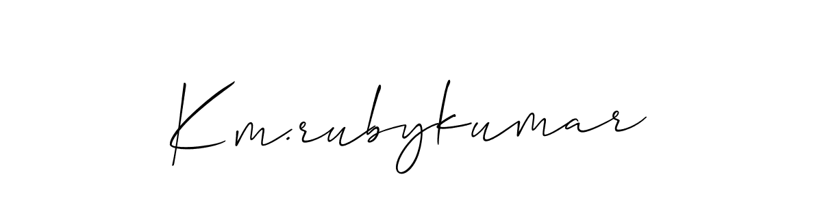 You should practise on your own different ways (Allison_Script) to write your name (Km.rubykumar) in signature. don't let someone else do it for you. Km.rubykumar signature style 2 images and pictures png