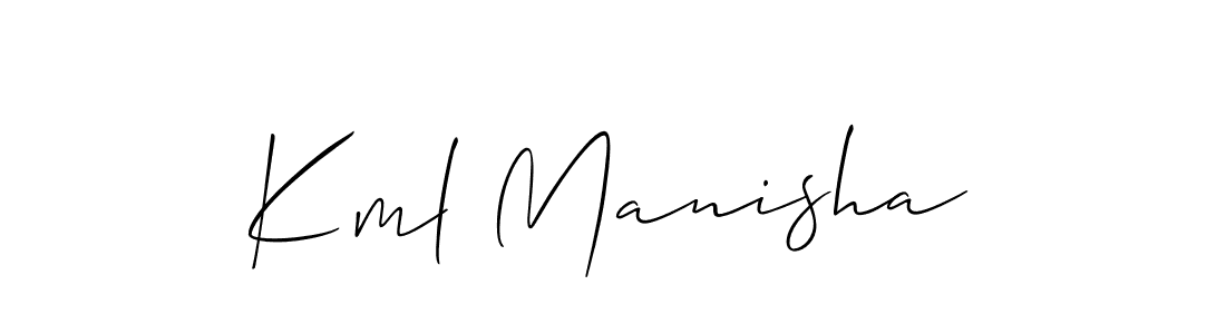 if you are searching for the best signature style for your name Kml Manisha. so please give up your signature search. here we have designed multiple signature styles  using Allison_Script. Kml Manisha signature style 2 images and pictures png