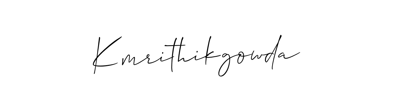 if you are searching for the best signature style for your name Kmrithikgowda. so please give up your signature search. here we have designed multiple signature styles  using Allison_Script. Kmrithikgowda signature style 2 images and pictures png