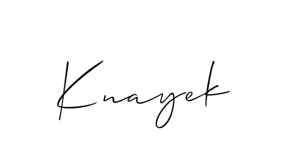 Use a signature maker to create a handwritten signature online. With this signature software, you can design (Allison_Script) your own signature for name Knayek. Knayek signature style 2 images and pictures png