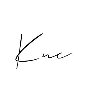Allison_Script is a professional signature style that is perfect for those who want to add a touch of class to their signature. It is also a great choice for those who want to make their signature more unique. Get Knc name to fancy signature for free. Knc signature style 2 images and pictures png