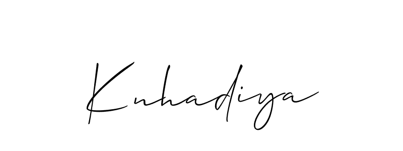Use a signature maker to create a handwritten signature online. With this signature software, you can design (Allison_Script) your own signature for name Knhadiya. Knhadiya signature style 2 images and pictures png