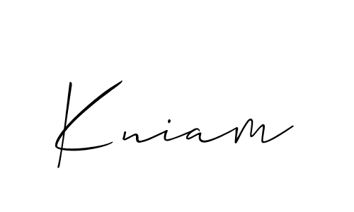 Allison_Script is a professional signature style that is perfect for those who want to add a touch of class to their signature. It is also a great choice for those who want to make their signature more unique. Get Kniam name to fancy signature for free. Kniam signature style 2 images and pictures png