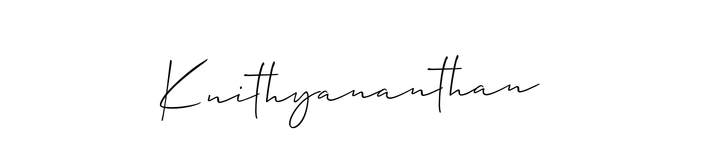 Similarly Allison_Script is the best handwritten signature design. Signature creator online .You can use it as an online autograph creator for name Knithyananthan. Knithyananthan signature style 2 images and pictures png