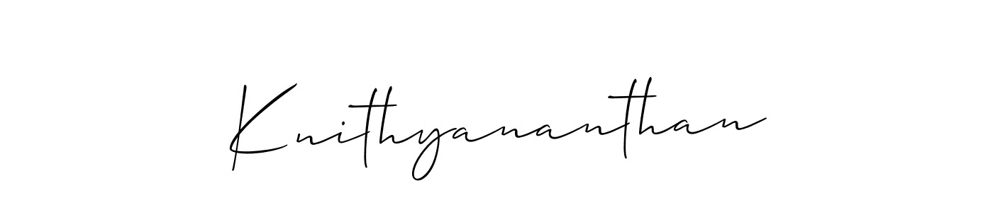 Create a beautiful signature design for name Knithyananthan. With this signature (Allison_Script) fonts, you can make a handwritten signature for free. Knithyananthan signature style 2 images and pictures png