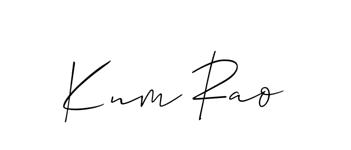 You should practise on your own different ways (Allison_Script) to write your name (Knm Rao) in signature. don't let someone else do it for you. Knm Rao signature style 2 images and pictures png