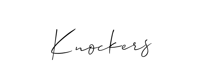 if you are searching for the best signature style for your name Knockers. so please give up your signature search. here we have designed multiple signature styles  using Allison_Script. Knockers signature style 2 images and pictures png