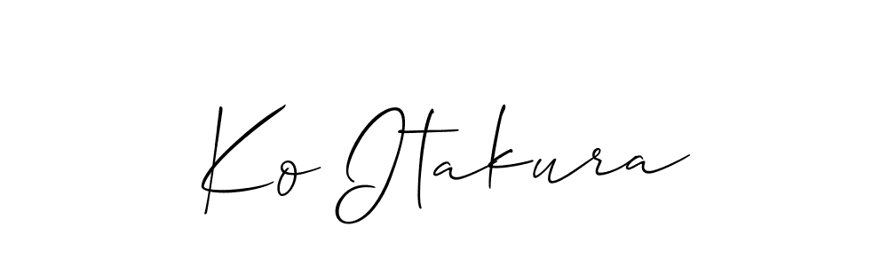 How to make Ko Itakura name signature. Use Allison_Script style for creating short signs online. This is the latest handwritten sign. Ko Itakura signature style 2 images and pictures png