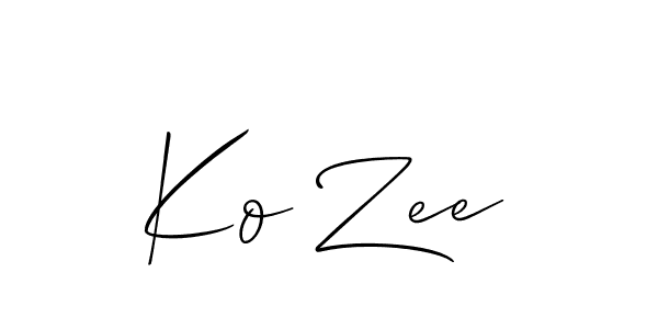 The best way (Allison_Script) to make a short signature is to pick only two or three words in your name. The name Ko Zee include a total of six letters. For converting this name. Ko Zee signature style 2 images and pictures png