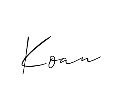 Make a beautiful signature design for name Koan. With this signature (Allison_Script) style, you can create a handwritten signature for free. Koan signature style 2 images and pictures png