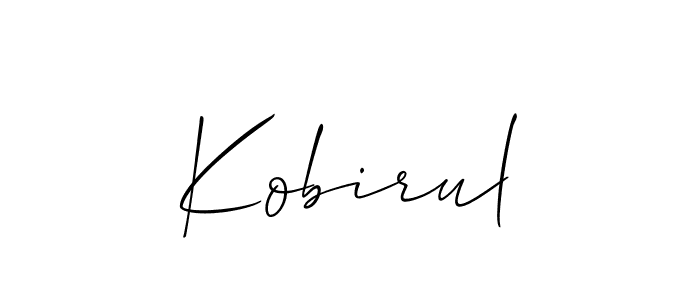 Allison_Script is a professional signature style that is perfect for those who want to add a touch of class to their signature. It is also a great choice for those who want to make their signature more unique. Get Kobirul name to fancy signature for free. Kobirul signature style 2 images and pictures png