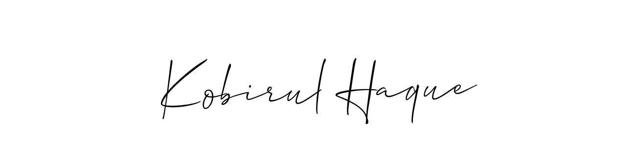 Use a signature maker to create a handwritten signature online. With this signature software, you can design (Allison_Script) your own signature for name Kobirul Haque. Kobirul Haque signature style 2 images and pictures png