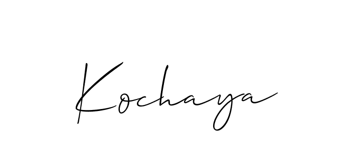 The best way (Allison_Script) to make a short signature is to pick only two or three words in your name. The name Kochaya include a total of six letters. For converting this name. Kochaya signature style 2 images and pictures png