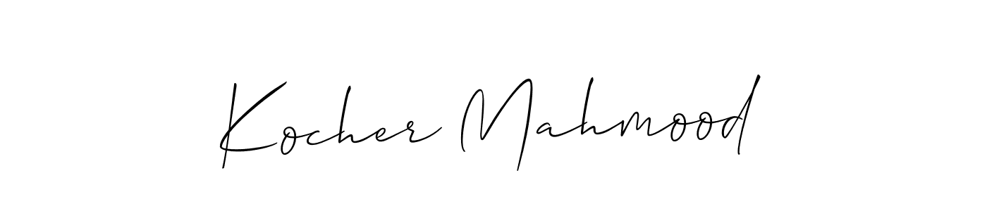 Allison_Script is a professional signature style that is perfect for those who want to add a touch of class to their signature. It is also a great choice for those who want to make their signature more unique. Get Kocher Mahmood name to fancy signature for free. Kocher Mahmood signature style 2 images and pictures png