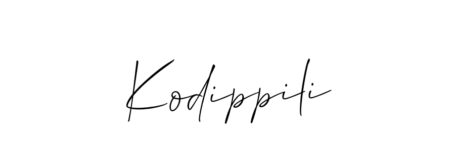 if you are searching for the best signature style for your name Kodippili. so please give up your signature search. here we have designed multiple signature styles  using Allison_Script. Kodippili signature style 2 images and pictures png
