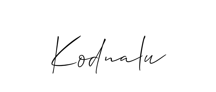 Allison_Script is a professional signature style that is perfect for those who want to add a touch of class to their signature. It is also a great choice for those who want to make their signature more unique. Get Kodnalu name to fancy signature for free. Kodnalu signature style 2 images and pictures png