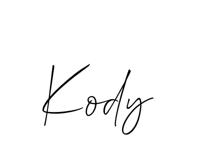 Design your own signature with our free online signature maker. With this signature software, you can create a handwritten (Allison_Script) signature for name Kody. Kody signature style 2 images and pictures png