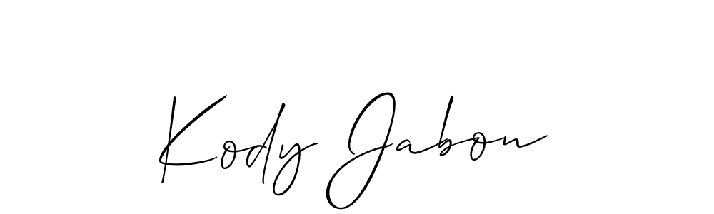 Design your own signature with our free online signature maker. With this signature software, you can create a handwritten (Allison_Script) signature for name Kody Jabon. Kody Jabon signature style 2 images and pictures png