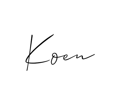 Koen stylish signature style. Best Handwritten Sign (Allison_Script) for my name. Handwritten Signature Collection Ideas for my name Koen. Koen signature style 2 images and pictures png