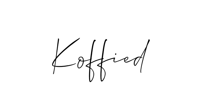 Make a short Koffied signature style. Manage your documents anywhere anytime using Allison_Script. Create and add eSignatures, submit forms, share and send files easily. Koffied signature style 2 images and pictures png