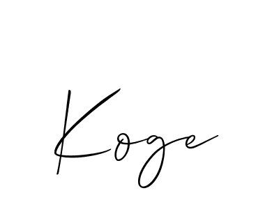 Use a signature maker to create a handwritten signature online. With this signature software, you can design (Allison_Script) your own signature for name Koge. Koge signature style 2 images and pictures png