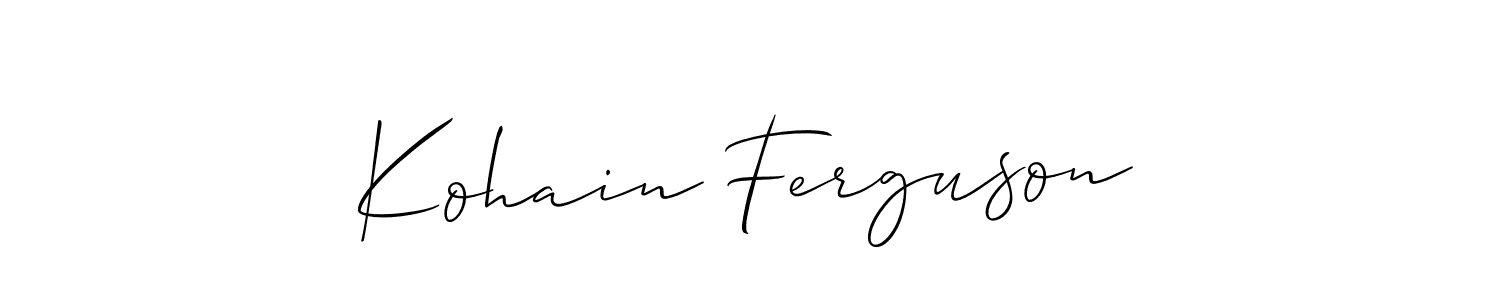 Allison_Script is a professional signature style that is perfect for those who want to add a touch of class to their signature. It is also a great choice for those who want to make their signature more unique. Get Kohain Ferguson name to fancy signature for free. Kohain Ferguson signature style 2 images and pictures png