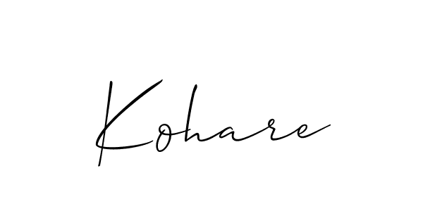 Make a short Kohare signature style. Manage your documents anywhere anytime using Allison_Script. Create and add eSignatures, submit forms, share and send files easily. Kohare signature style 2 images and pictures png