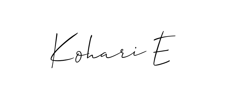 Make a short Kohari E signature style. Manage your documents anywhere anytime using Allison_Script. Create and add eSignatures, submit forms, share and send files easily. Kohari E signature style 2 images and pictures png