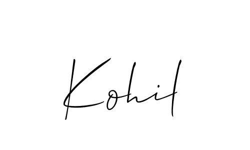 Create a beautiful signature design for name Kohil. With this signature (Allison_Script) fonts, you can make a handwritten signature for free. Kohil signature style 2 images and pictures png