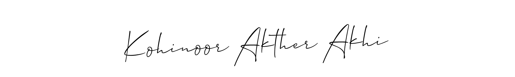 if you are searching for the best signature style for your name Kohinoor Akther Akhi. so please give up your signature search. here we have designed multiple signature styles  using Allison_Script. Kohinoor Akther Akhi signature style 2 images and pictures png