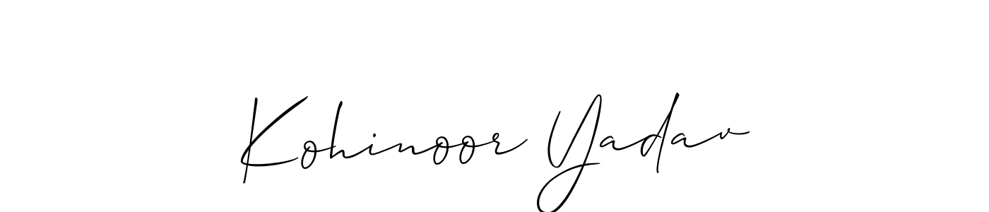 Similarly Allison_Script is the best handwritten signature design. Signature creator online .You can use it as an online autograph creator for name Kohinoor Yadav. Kohinoor Yadav signature style 2 images and pictures png
