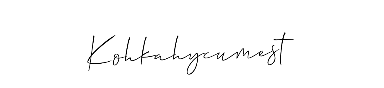 Design your own signature with our free online signature maker. With this signature software, you can create a handwritten (Allison_Script) signature for name Kohkahycumest. Kohkahycumest signature style 2 images and pictures png